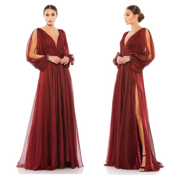 MAC DUGGALCHIFFON OPEN SLEEVE A LINE GOWN 67414